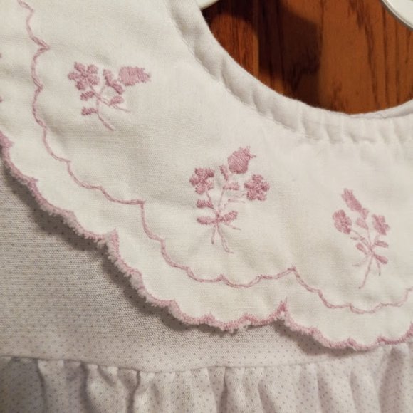 KLL Vintage Dress. 18 months. White with pastel pink dots. Embroidered lace! - Picture 3 of 6